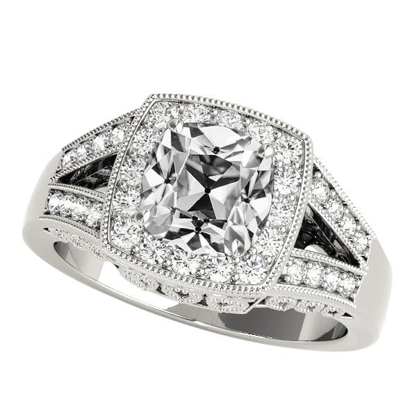 Bague De Mariage Halo Coussin Vieux Mineur Véritable Diamants 8.50 Carats Tige Fendue