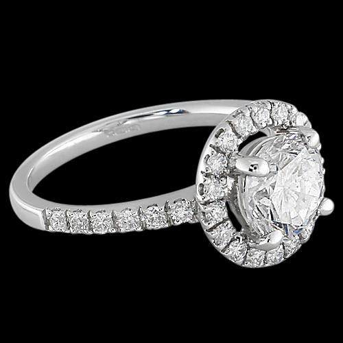 Bague De Mariage Halo De Réel Diamants En Or Blanc 1.50 Ct.