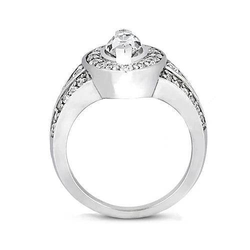 Bague De Mariage Halo De Réel Diamants Marquise De 1.76 Ct