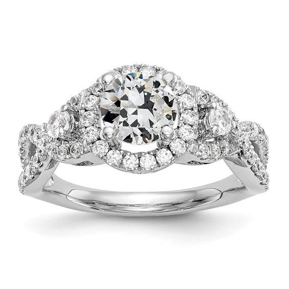 Bague De Mariage Halo En Or 14 Carats Avec Réel Diamants Taille Ancienne Style Infini 3.50 Carats