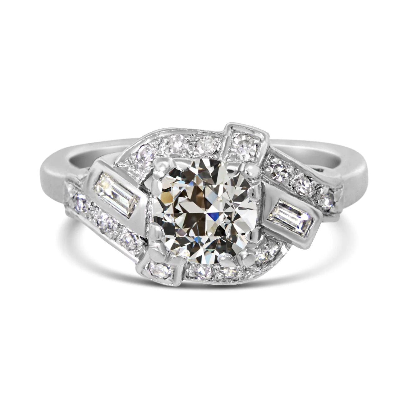 Bague De Mariage Naturel Diamant Rond Ancien Mineur Bijoux En Or Blanc 3.50 Carats