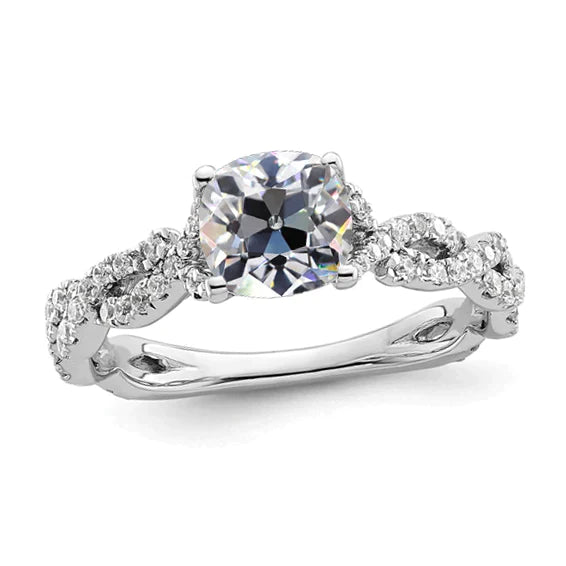 Bague De Mariage Naturel Diamant Rond Et Coussin Ancien Mineur Style Infini 4,50 Carats