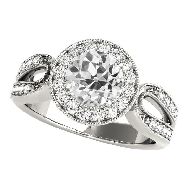 Bague De Mariage Naturel Diamant Rond Taille Ancienne Halo 5 Carats Tige Fendue