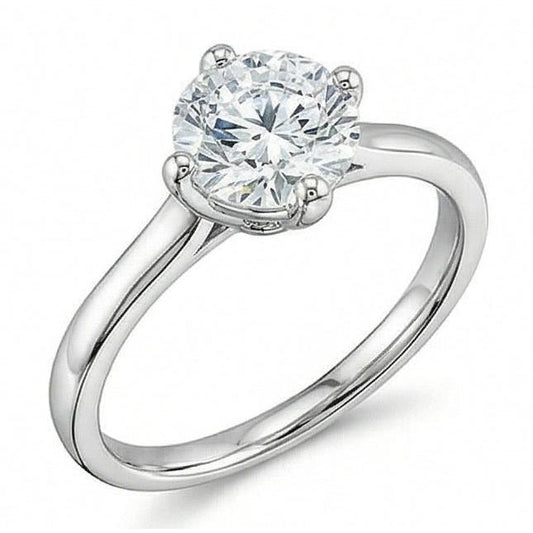 Bague De Mariage Naturel Diamant Solitaire Coupe Ronde 1 Carat Or Blanc
