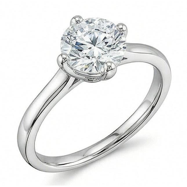 Bague De Mariage Naturel Diamant Solitaire Coupe Ronde 1 Carat Or Blanc