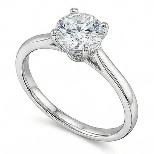 Bague De Mariage Naturel Diamant Solitaire Coupe Ronde 1 Carat Or Blanc