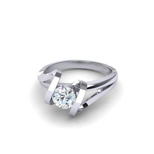 Bague De Mariage Naturel Diamant Solitaire Rond Etincelant De 1.25 Ct En Or Blanc