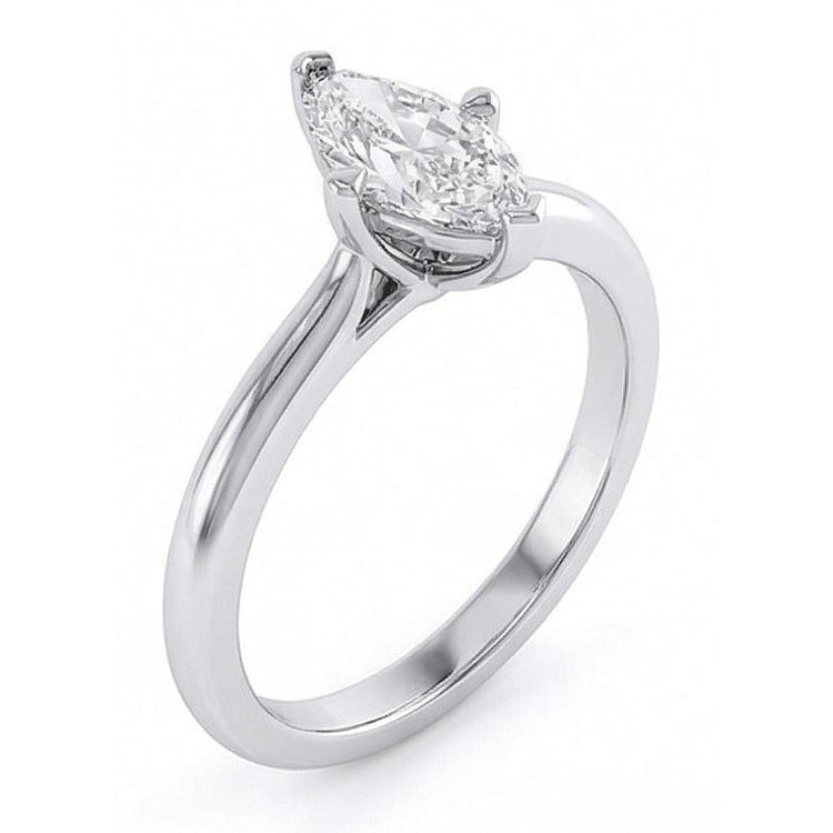 Bague De Mariage Naturel Diamant Solitaire Taille Marquise 1.50 Ct En Or Blanc