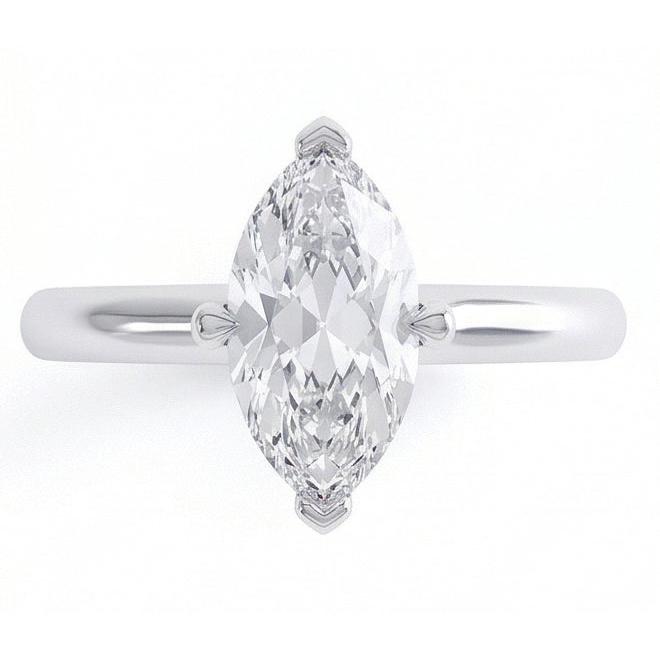 Bague De Mariage Naturel Diamant Solitaire Taille Marquise 1.50 Ct En Or Blanc