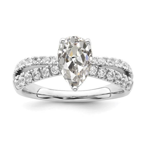 Bague De Mariage Naturel Diamant Taille Ancienne Ronde Et Poire Sertie Pavé 4.50 Carats