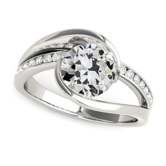 Bague De Mariage Pour Dame Vieux Mineur Véritable Diamond Twisted Split Shank 3.50 Carats