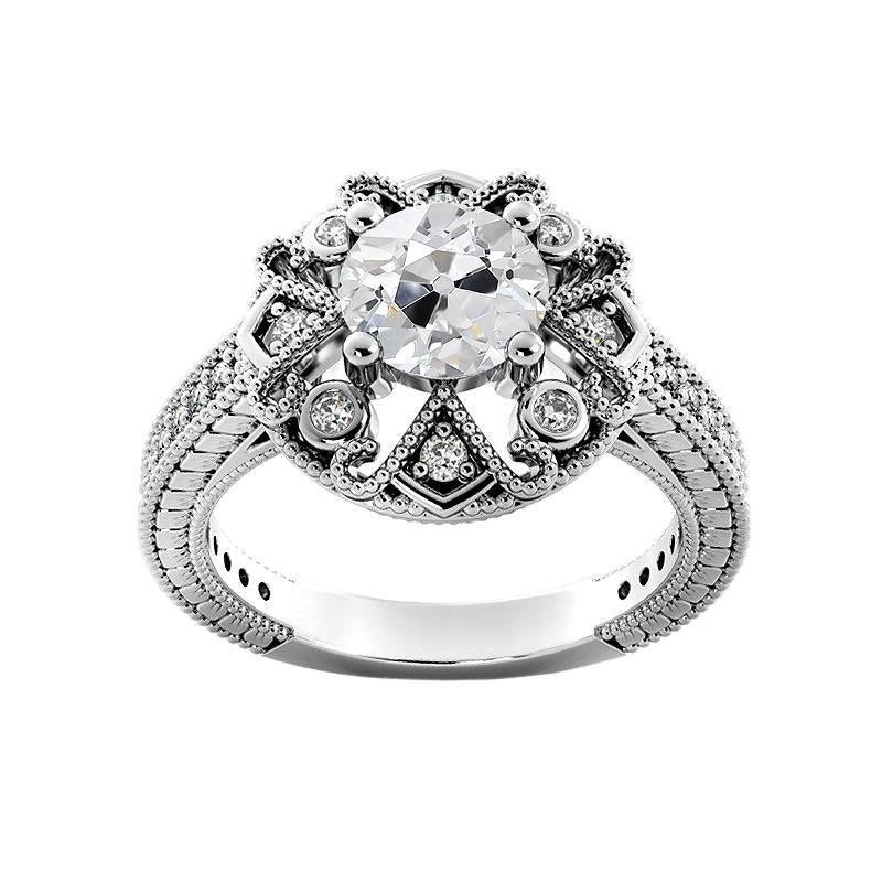 Bague De Mariage Pour Dames Ronde Vieux Véritable Diamants De Mineur Style Antique 3.25 Carats