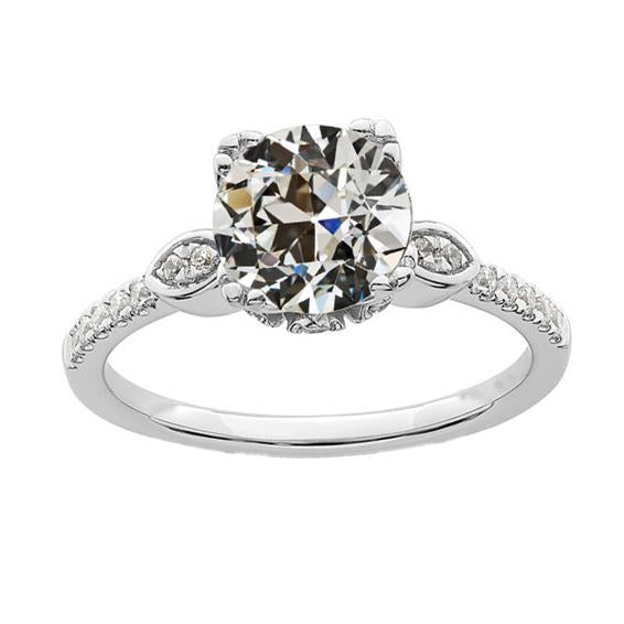 Bague De Mariage Pour Femme Avec Accents Naturel Diamant Rond Taille Ancienne 3.50 Carats