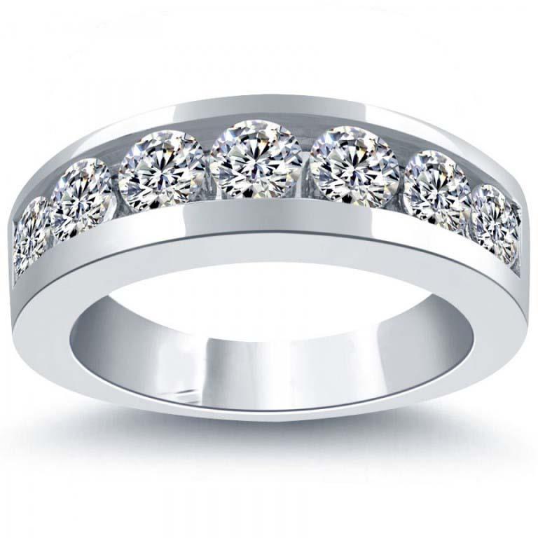 Bague De Mariage Pour Femme En Véritable Diamant Rond De 2.80 Carats En Or Blanc 14K