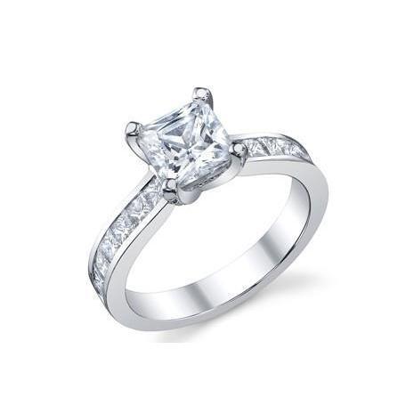 Bague De Mariage Princesse Et Réel Diamants Ronds De 3.50 Ct