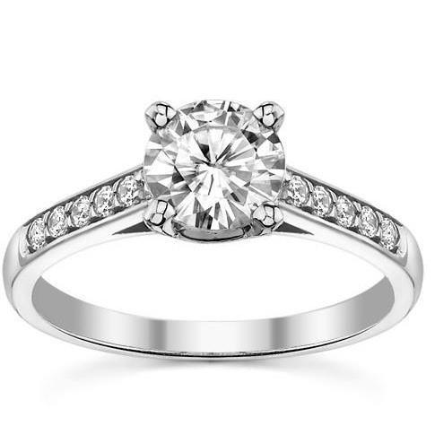 Bague De Mariage Réel Diamant 2 Ct Femme Bijoux Or Blanc 14K