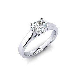 Bague De Mariage Réel Diamant Ovale Solitaire De 1.25 Ct En Or Blanc