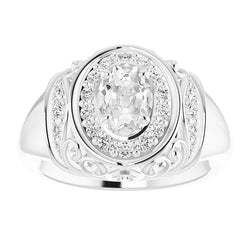Bague De Mariage Réel Diamant Ovale Taille Ancienne Sertie Style Vintage 4.25 Carats