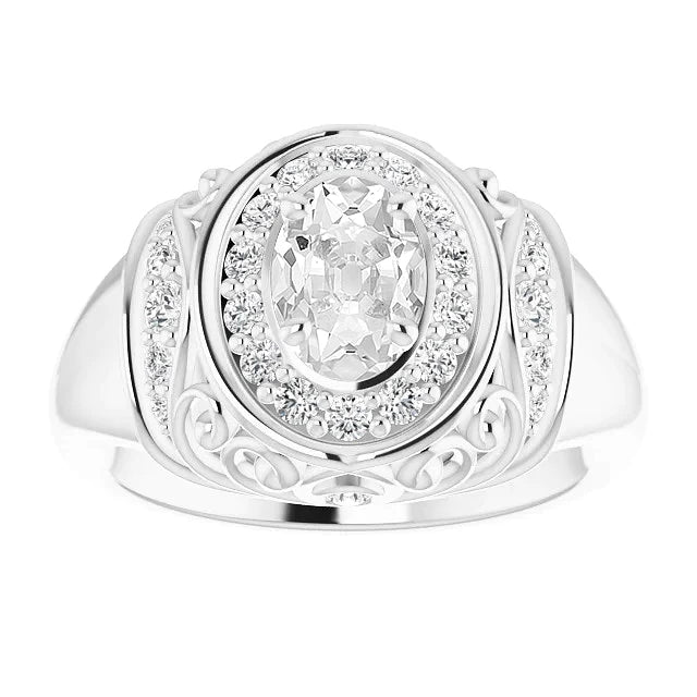 Bague De Mariage Réel Diamant Ovale Taille Ancienne Sertie Style Vintage 4.25 Carats