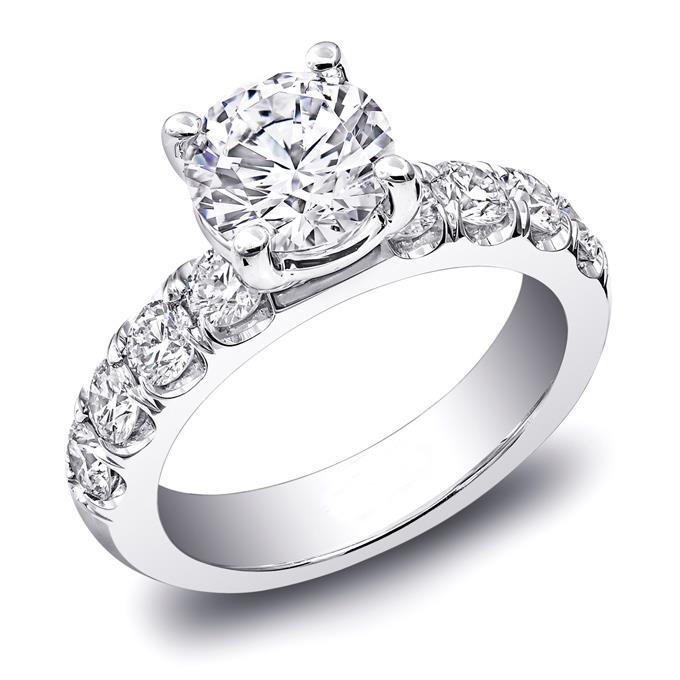Bague De Mariage Réel Diamant Rond 2.70 Ct Or Blanc Neuf Serti Griffes 14 Carats