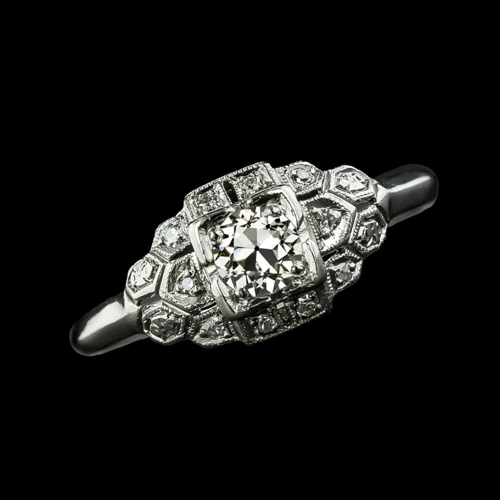 Bague De Mariage Réel Diamant Rond Ancien Mineur En Or Tige Millegrain 2.25 Carats