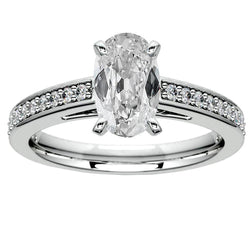 Bague De Mariage Réel Diamant Rond Et Ovale Vieux Mineur Sertie De Griffes En or 14 Carats 7 Carats