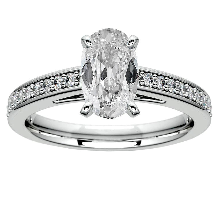 Bague De Mariage Réel Diamant Rond Et Ovale Vieux Mineur Sertie De Griffes En or 14 Carats 7 Carats