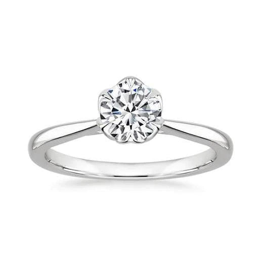 Bague De Mariage Réel Diamant Rond Etincelant Solitaire De 1.70 Ct En Or Blanc