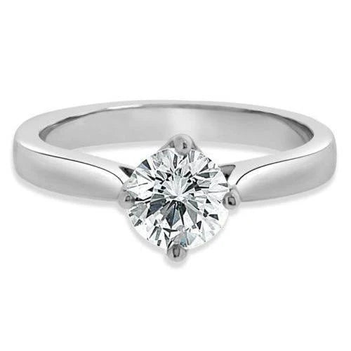 Bague De Mariage Réel Diamant Rond Serti Cathédrale Solitaire 1 Carat