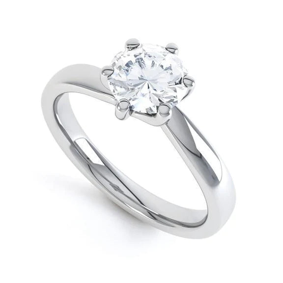 Bague De Mariage Réel Diamant Rond Solitaire De 2.25 Ct En Or Blanc 14K