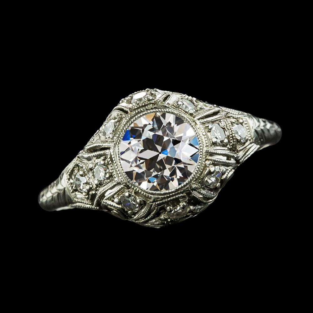 Bague De Mariage Réel Diamant Rond Taille Ancienne Bijoux De Style Antique 3.25 Carats