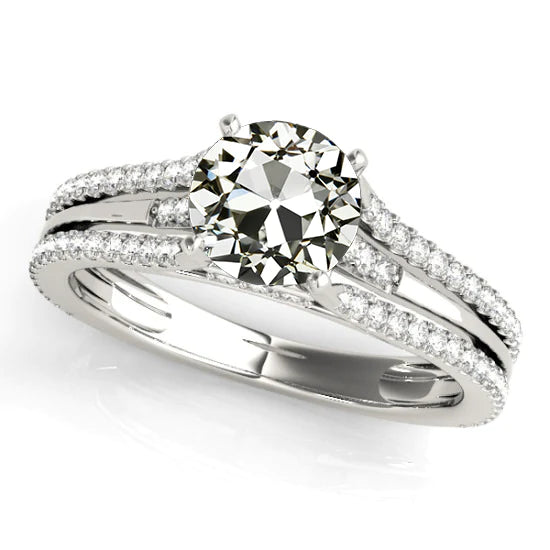 Bague De Mariage Réel Diamant Rond Taille Vieille Mine A Griffes Fendues 5 Carats