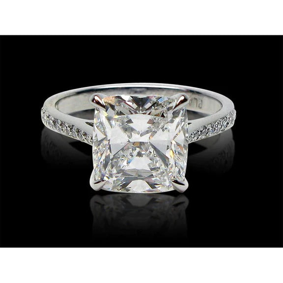 Bague De Mariage Réel Diamant Solitaire Coussin 6 Carats Avec Accents