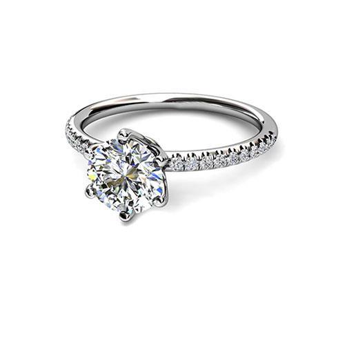 Bague De Mariage Réel Diamant Solitaire Rond 2.70 Carats Avec Accents