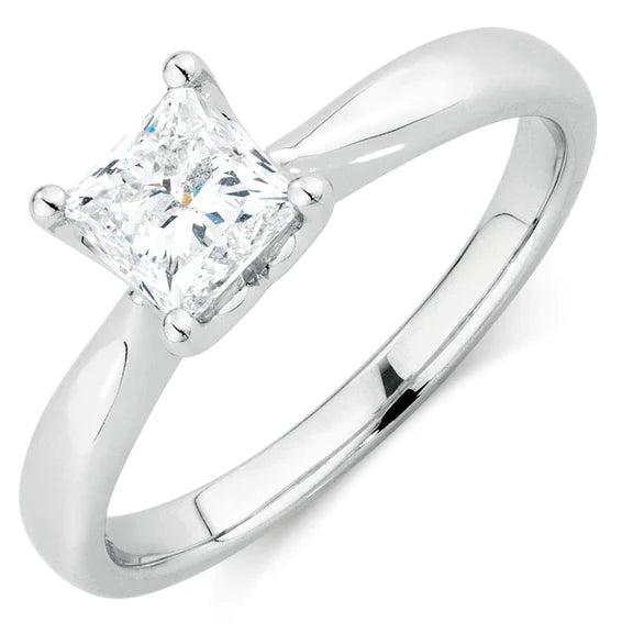 Bague De Mariage Réel Diamant Solitaire Taille Princesse De 2.25 Carats En Or Blanc 14K