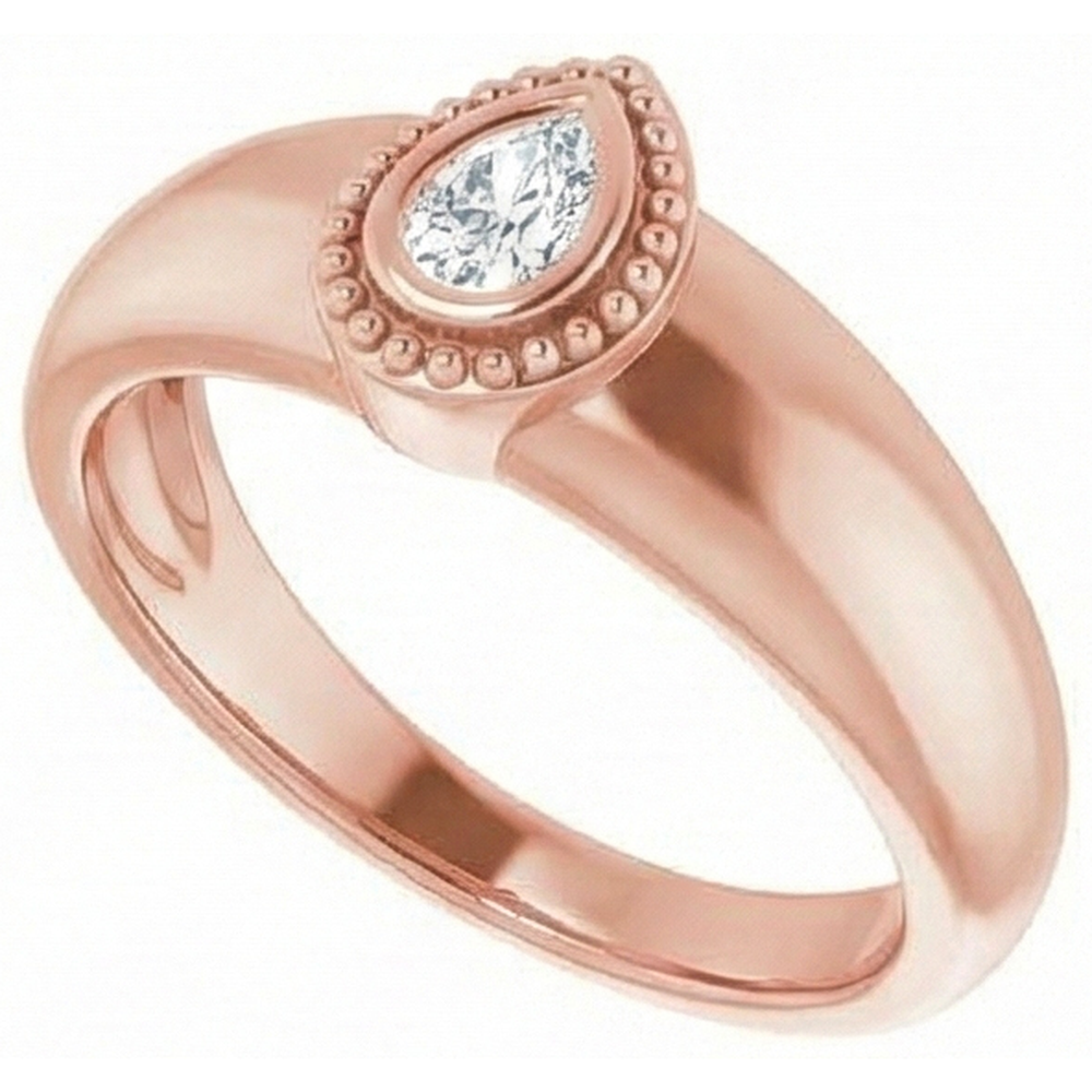 naturel pear diamant 1carats bague angle de côté