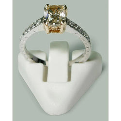 Bague De Mariage Réel Diamants Radiants Et Ronds 1.60 Ct En Or Bicolore