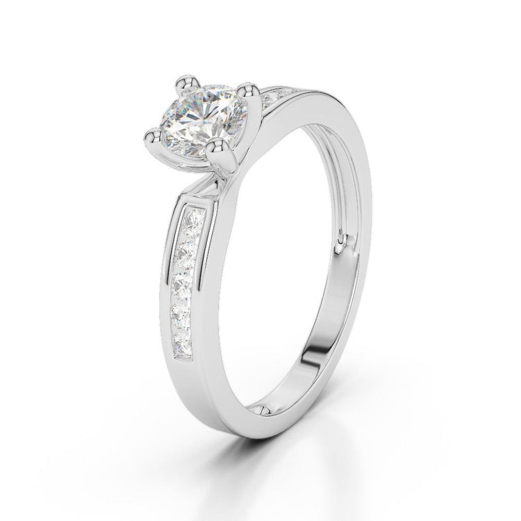 Bague De Mariage Réel Diamants Ronds Étincelants De 1.90 Ct En Or Blanc 14K