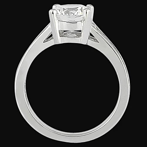 Bague De Mariage Ronde De 2.31 Carats Avec Réel Diamants Baguettes En Or Blanc