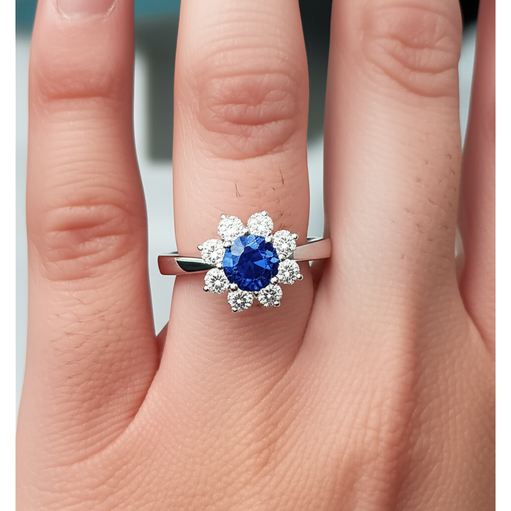 naturel round diamant 2.45carats bague sur blanc