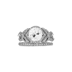 Bague De Mariage Sertie De Naturel Diamants Ronds Taille Ancienne Style Ruban 3.25 Carats