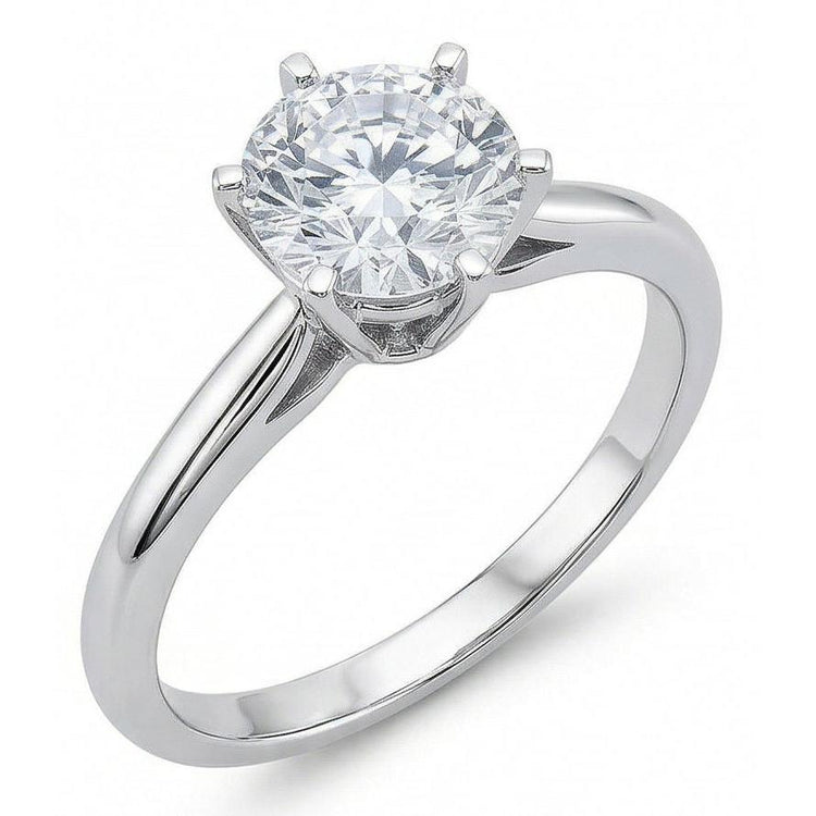 Bague De Mariage Solitaire Avec Naturel Diamant Rond De 1.40 Ct En Or Blanc 14K