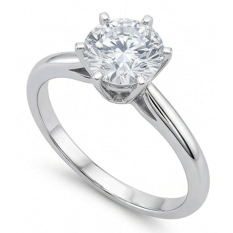 Bague De Mariage Solitaire Avec Naturel Diamant Rond De 1.40 Ct En Or Blanc 14K