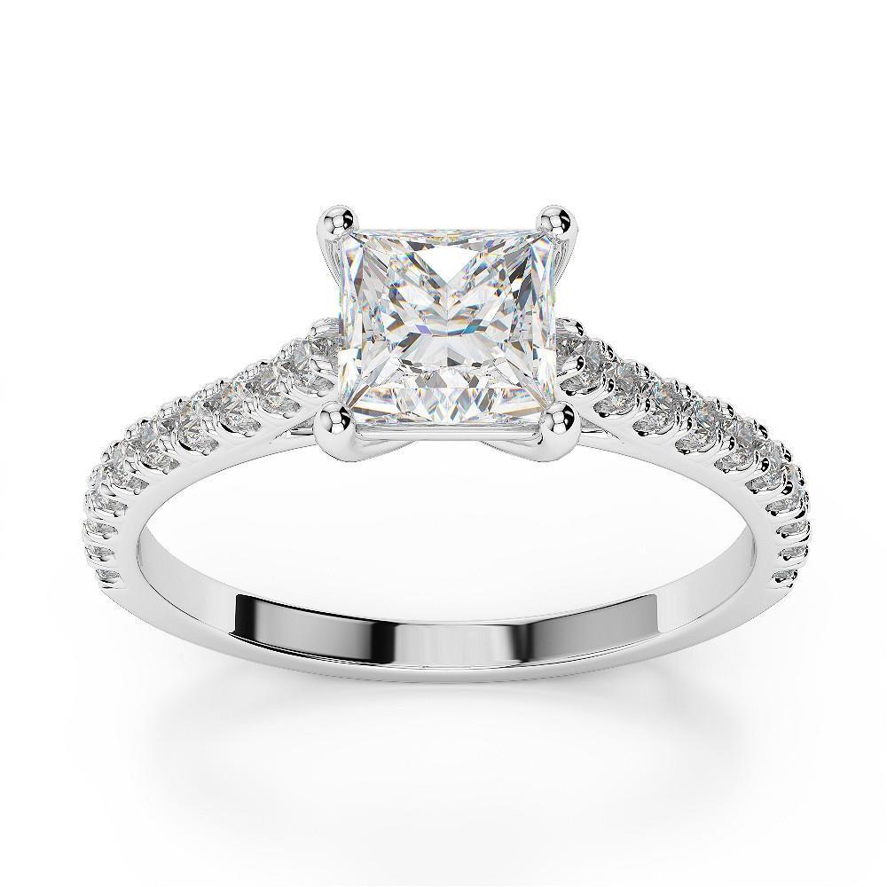 Bague De Mariage Solitaire Avec Naturel Diamants Accentués De Taille Princesse De 2.60 Carats