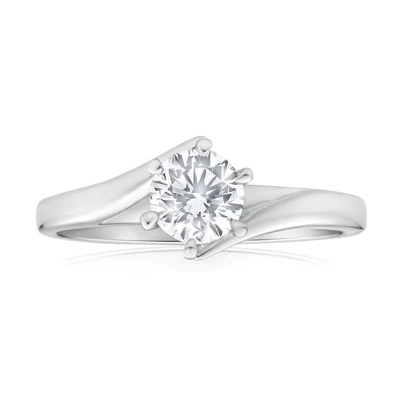 Bague De Mariage Solitaire Avec Réel Diamants Ronds De 2 Ct A Six Griffes