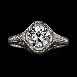 Bague De Mariage Solitaire Avec Réel Diamants Ronds De Style Vintage De 2 Carats