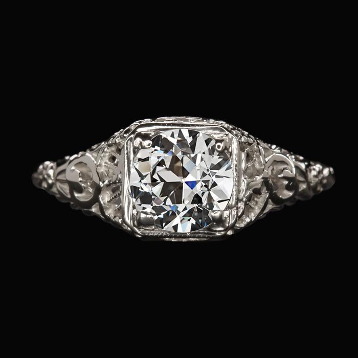 Bague De Mariage Solitaire De Style Antique Rond Véritable Diamant Taille Ancienne 2.50 Carats