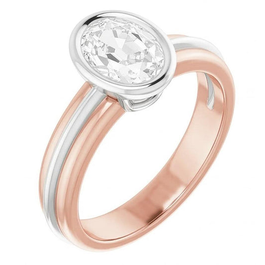naturel oval diamant 14carats bague angle de côté