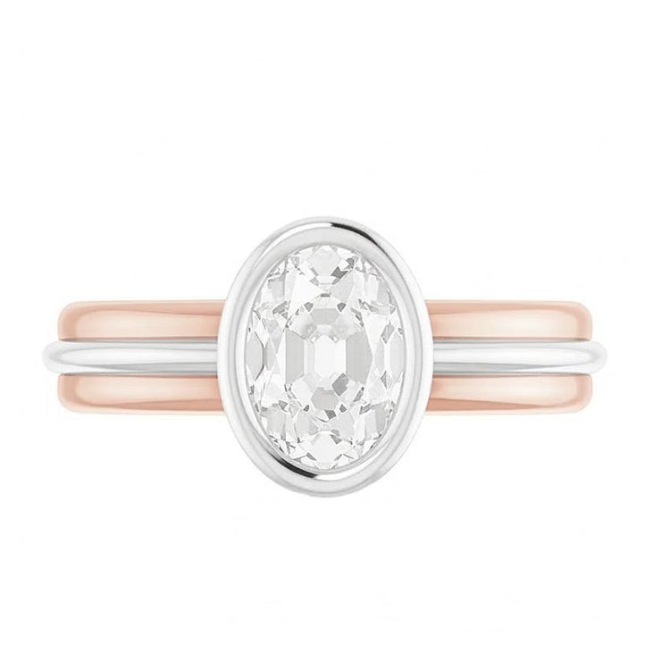 naturel oval diamant 14carats bague détail rapproché