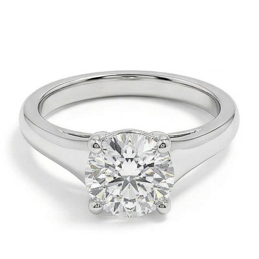 Bague De Mariage Solitaire En Or Blanc Et Véritable Diamant Solitaire De 2.25 Ct